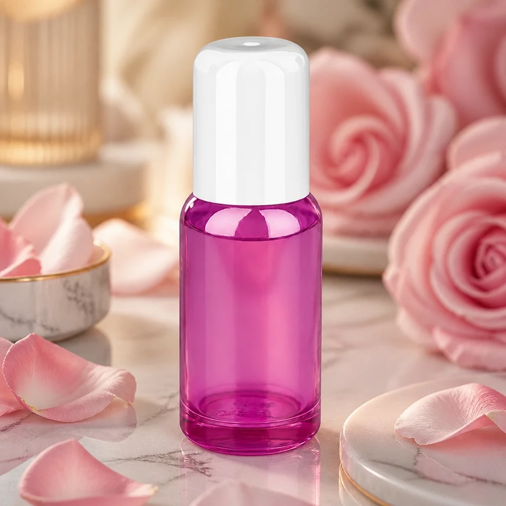 20 ml roll-on-flaska i snygg lila design för aromaterapianvändning