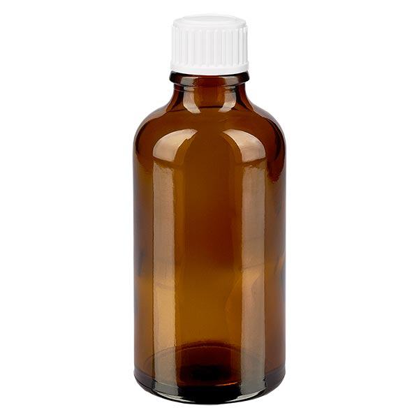 Apoteksflaska brun 50ml skruvkork vit standard Apoteksflaska brun 50ml skruvkork vit standard
