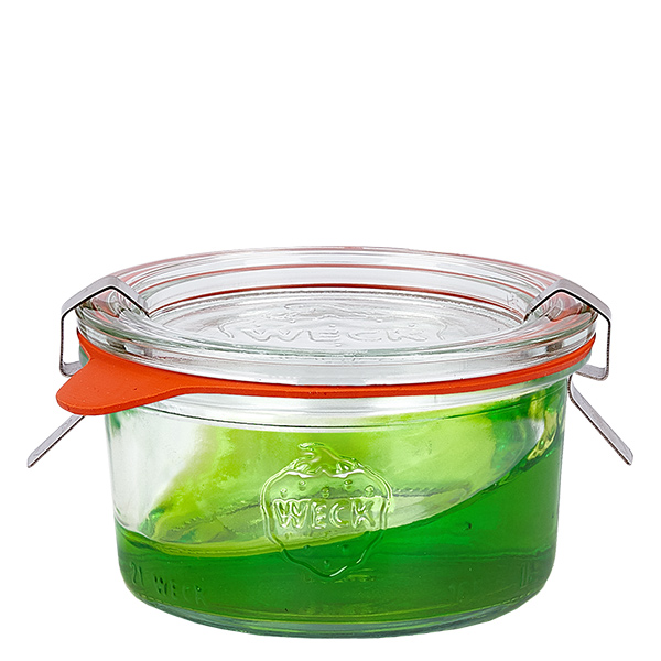 Set om 48 Weck-burkar 165ml Krossade glasögon med 48 glaslock Set om 48 Weck-burkar 165ml Krossade glasögon med 48 glaslock