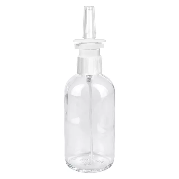 100 ml nässprayflaska vit/transparent standardförslutning ClearLine UT18/100 100 ml genomskinlig ClearLine-flaska för nässpray med vit spruthuvud och näsmunstycke