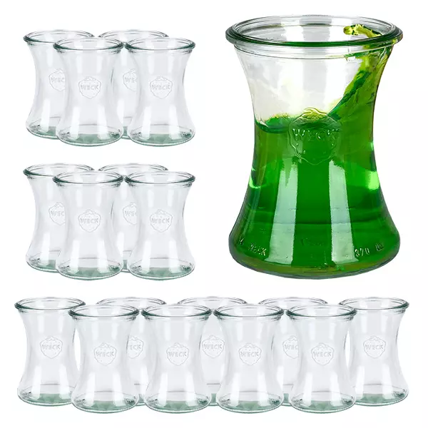 Set med 18 Weck-burkar 370 ml för delikatesser Set med 18 Weck-burkar 370 ml för delikatesser