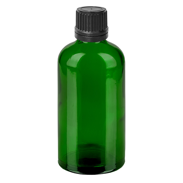 100ml Droppflaska 1mm svart förslutning GreenL. UT18/100