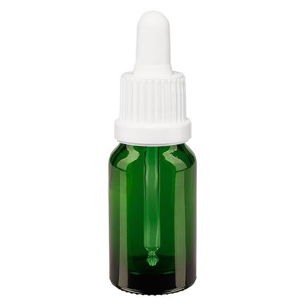 Apoteksflaska grön 10ml pipett vit med säkerhetsförslutning Apoteksflaska grön 10ml pipett vit med säkerhetsförslutning