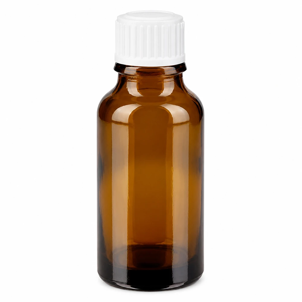 Apoteksflaska brun 20ml droppflaska vit 0,8mm standard 20 ml brun droppflaska av apotekerglas med vitt barnsäkert lock