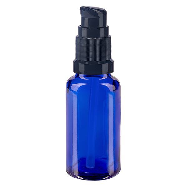 Apoteksflaska blå 20ml pumplock svart standard Apoteksflaska blå 20ml pumplock svart standard
