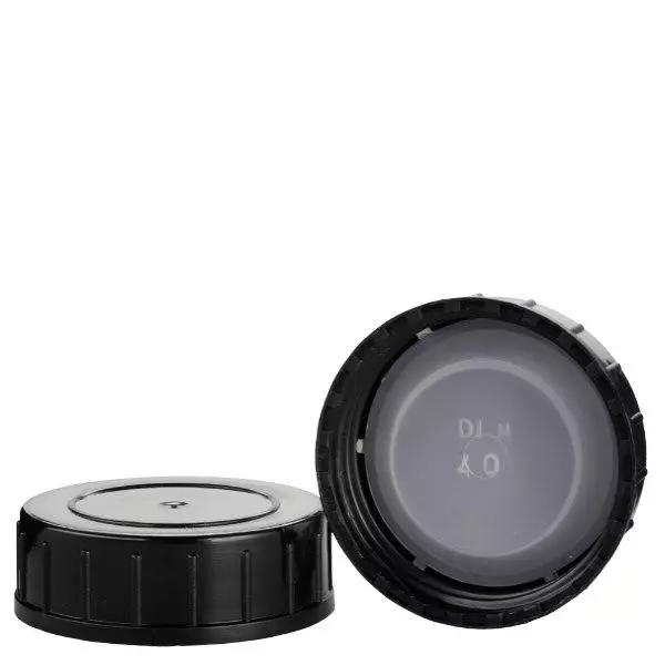 Svart skruvlock av polypropylen N 40mm (DIN 40) Svart skruvlock av polypropylen N 40mm (DIN 40)
