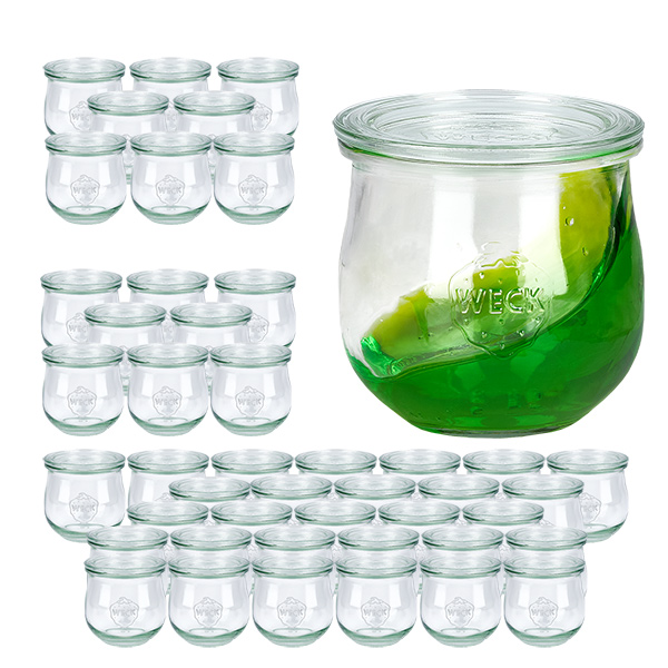 Set med 48 Weck-burkar à 370 ml med 48 glaslock Set med 48 Weck-burkar à 370 ml med 48 glaslock