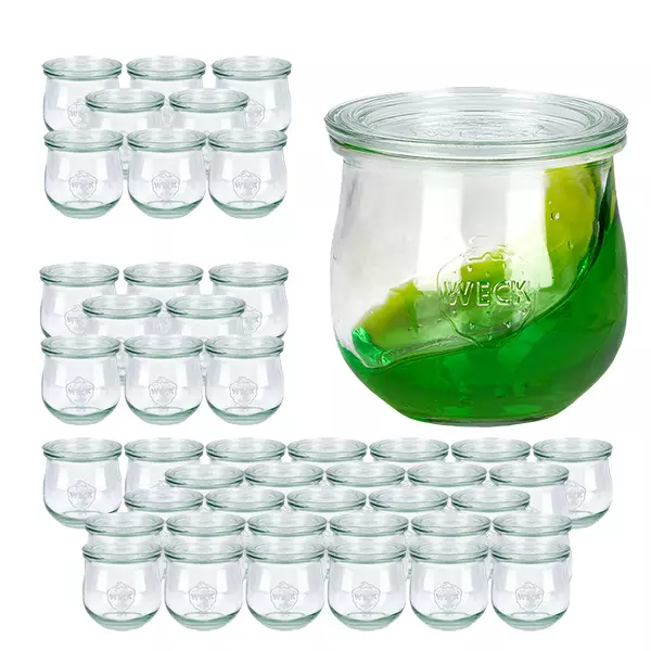 Set med 48 Weck-burkar à 370 ml med 48 glaslock Set med 48 Weck-burkar à 370 ml med 48 glaslock