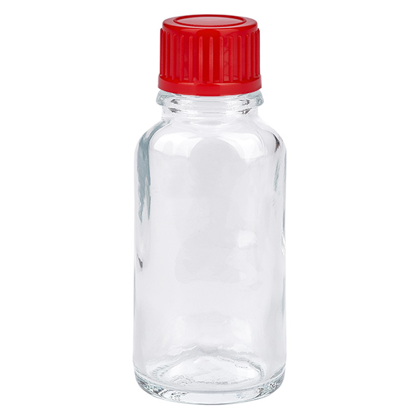 20ml flaska 11mm skruvkork röd standard ClearLine UT18/20