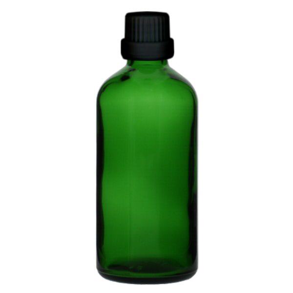 Apoteksflaska grön 100ml droppflaska med premium 2 mm svart förslutning Apoteksflaska grön 100ml droppflaska med premium 2 mm svart förslutning