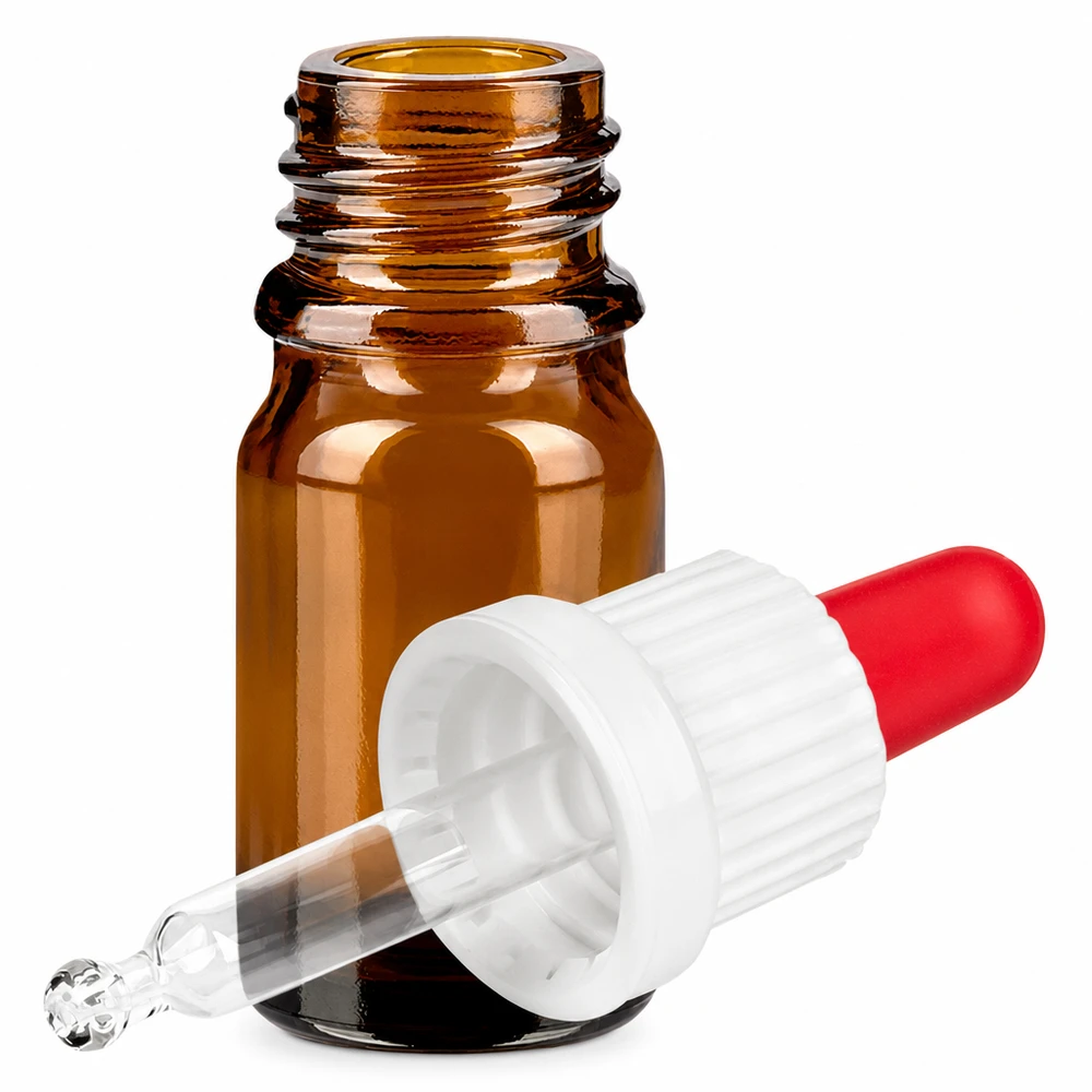 Brun 5 ml glasflaska med pipettlock OV BrownLine UT18/5 för exakt vätskedosering