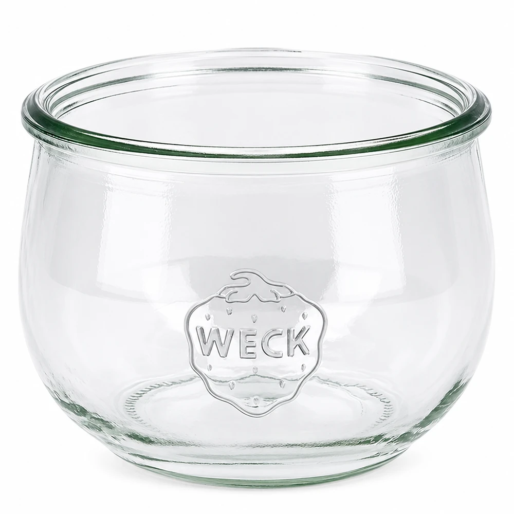 580 ml WECK tulpanburk RR100 Konserveringsburk i klarglas med WECK-logotyp och tulpanformad kurva