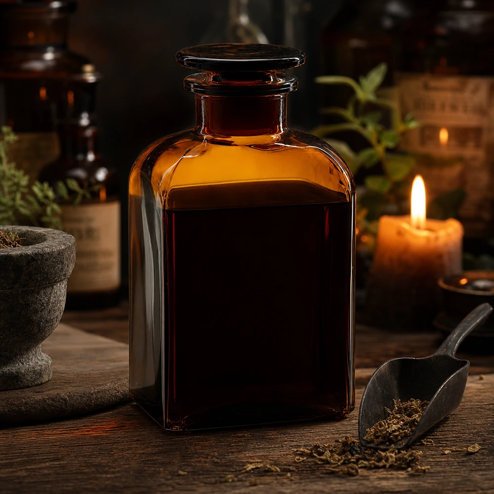 Kvadratisk flaska 500ml brun glaspropp med bred hals Fyrkantig flaska med vid hals, 500 ml, brunt glas med glaspropp – perfekt för apoteksprodukter