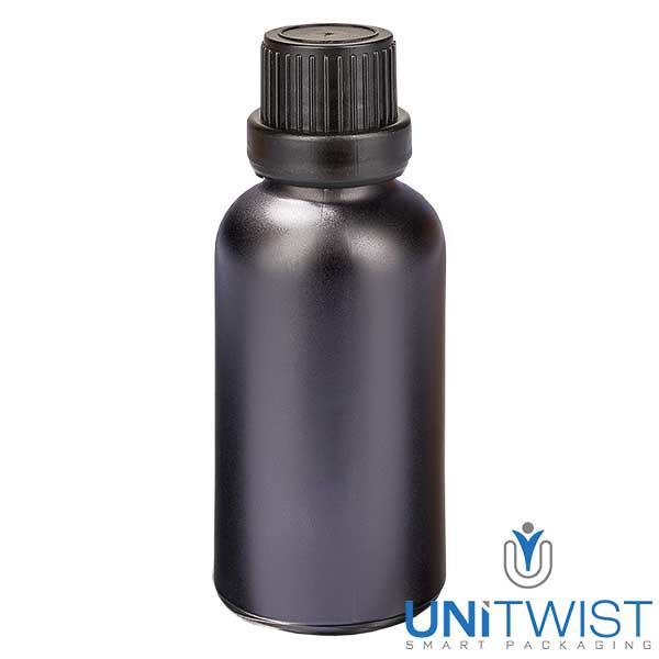 30ml Droppflaska 2mm med manipulationsskydd SvartL. UT18/30