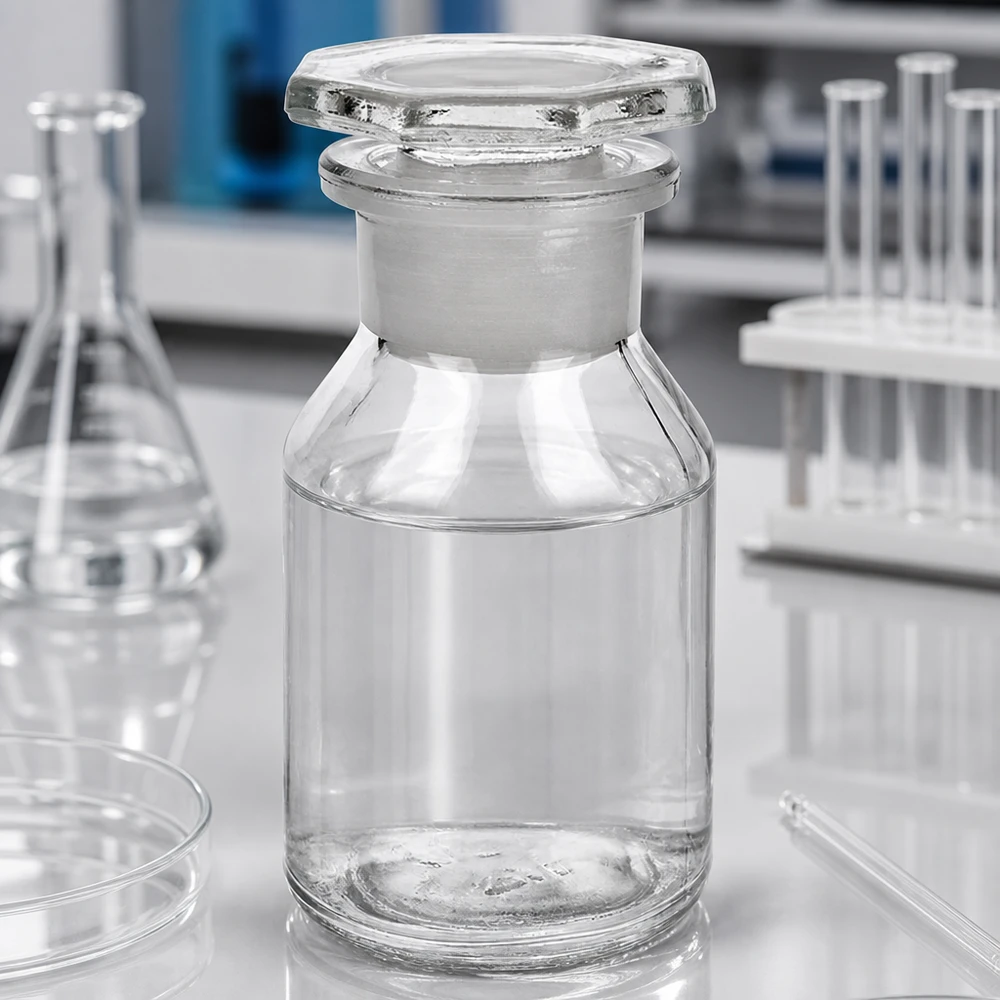 Branthalsad flaska 50ml klar glaspropp med bred hals Flaska med brant bröst, 50 ml, klar, vid hals, med inslipad glaspropp för säker förvaring