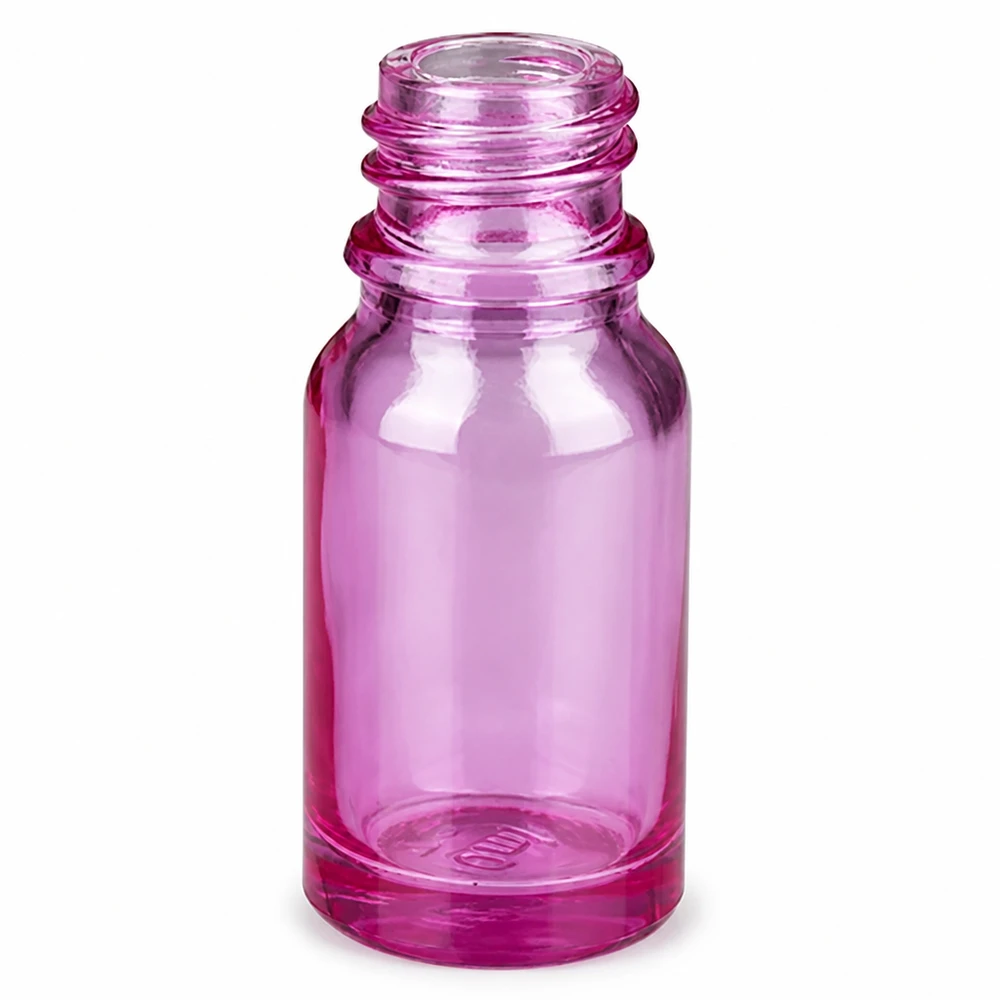 10ml nässprayflaska vit/transparent standard PurpleLine. UT18/10 Violett glasflaska 10 ml med skruvgänga UT18/10 för nässprayer och dropplösningar