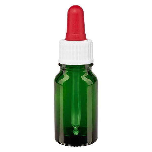 Apoteksflaska grön 10ml pipett vit/röd standard Apoteksflaska grön 10ml pipett vit/röd standard