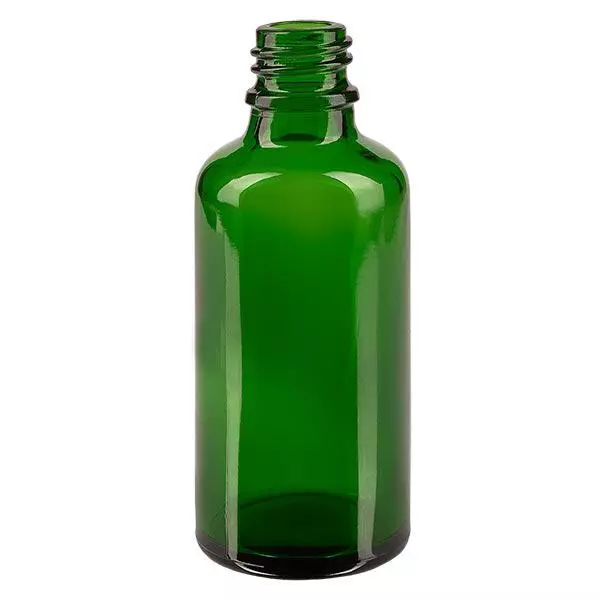 Droppflaska 50ml DIN 18 hällring grönt glas Droppflaska 50ml DIN 18 hällring grönt glas