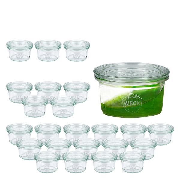 Set med 24 Weck-glasburkar, 50 ml, med 24 glaslock Set med 24 Weck-glasburkar, 50 ml, med 24 glaslock