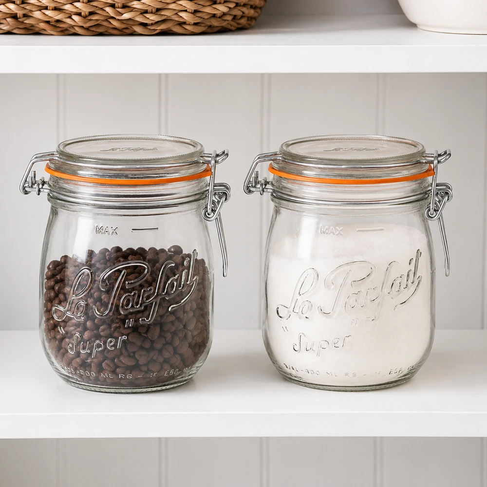 Le Parfait® burk 750 ml Ø85 mm förvaring 750ml Le Parfait Super förvaringsburk med svängbar topp Kaffebönor Mjöl Köksförvaring Konserveringsburk