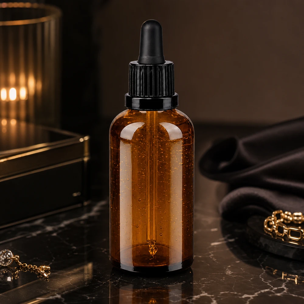 Elegant 50 ml pipettflaska svart OV BrownLine UT18/50 med droppformad design för kosmetika