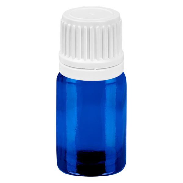 5 ml Droppflaska 0,7 mm vit med säkerhetslock BlueLine UT18/5