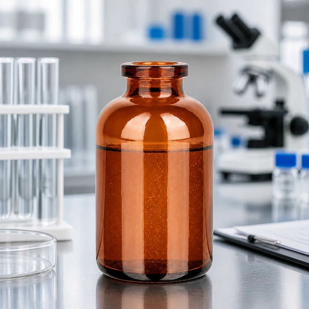 Injektionsflaska av bärnstensfärgat glas 30ml Medizinische Braunglas-Injektionsflasche 30ml zur Lagerung lichtempfindlicher Wirkstoffe