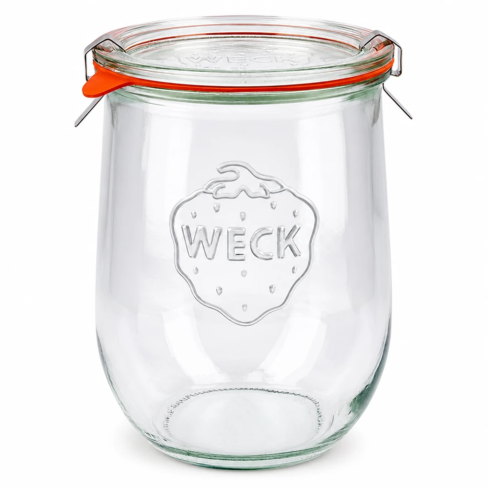 1062ml tulpanburk komplett WECK RR100 WECK tulpanburk 1062ml RR100 konserveringsburk med glaslock gummiring och klämmor för konservering och förvaring