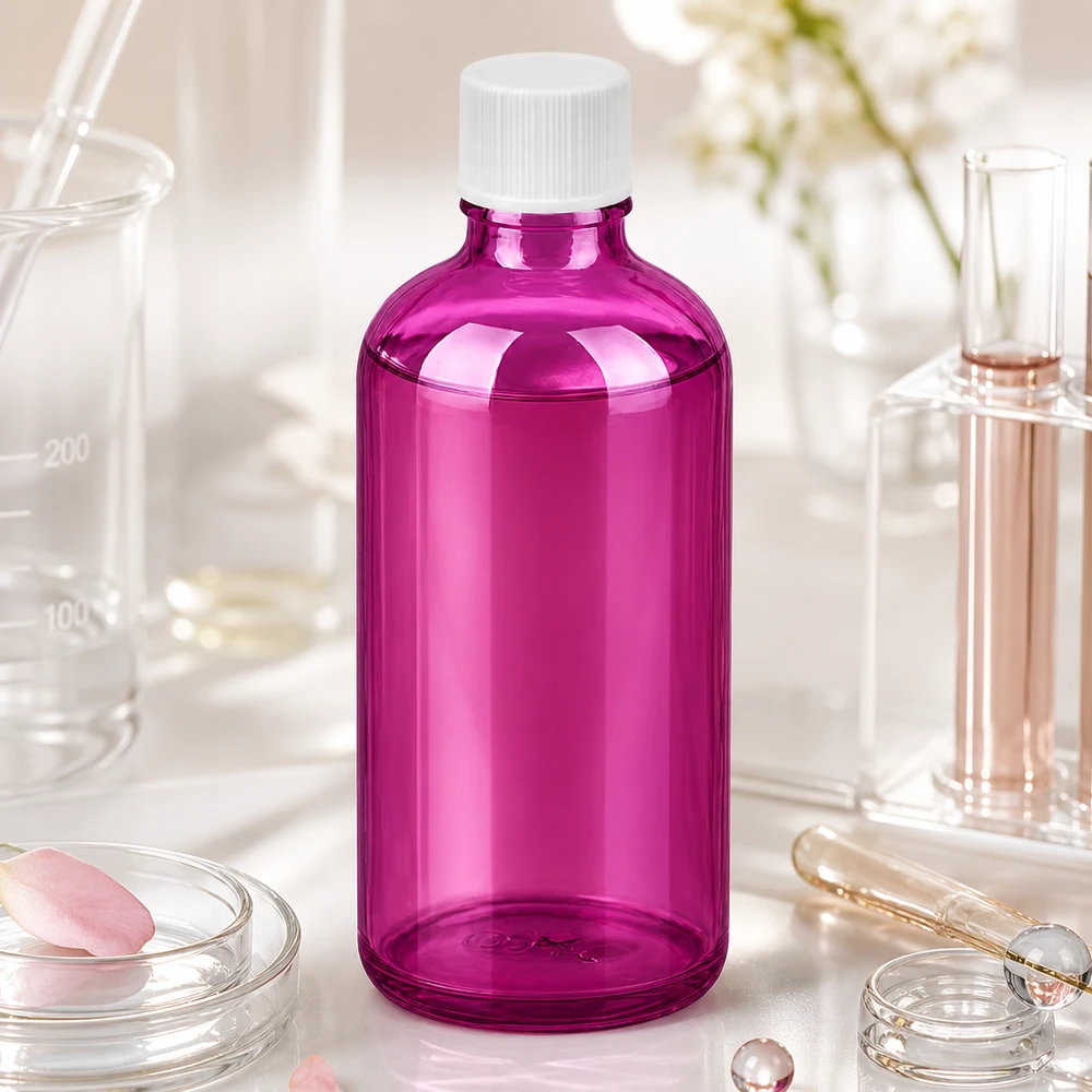 100ml flaska 11mm skruvkork vit standard PurpleLine UT18/100 Kompakt 100 ml violett glasflaska med 11 mm öppning för exakt dosering av vätskor