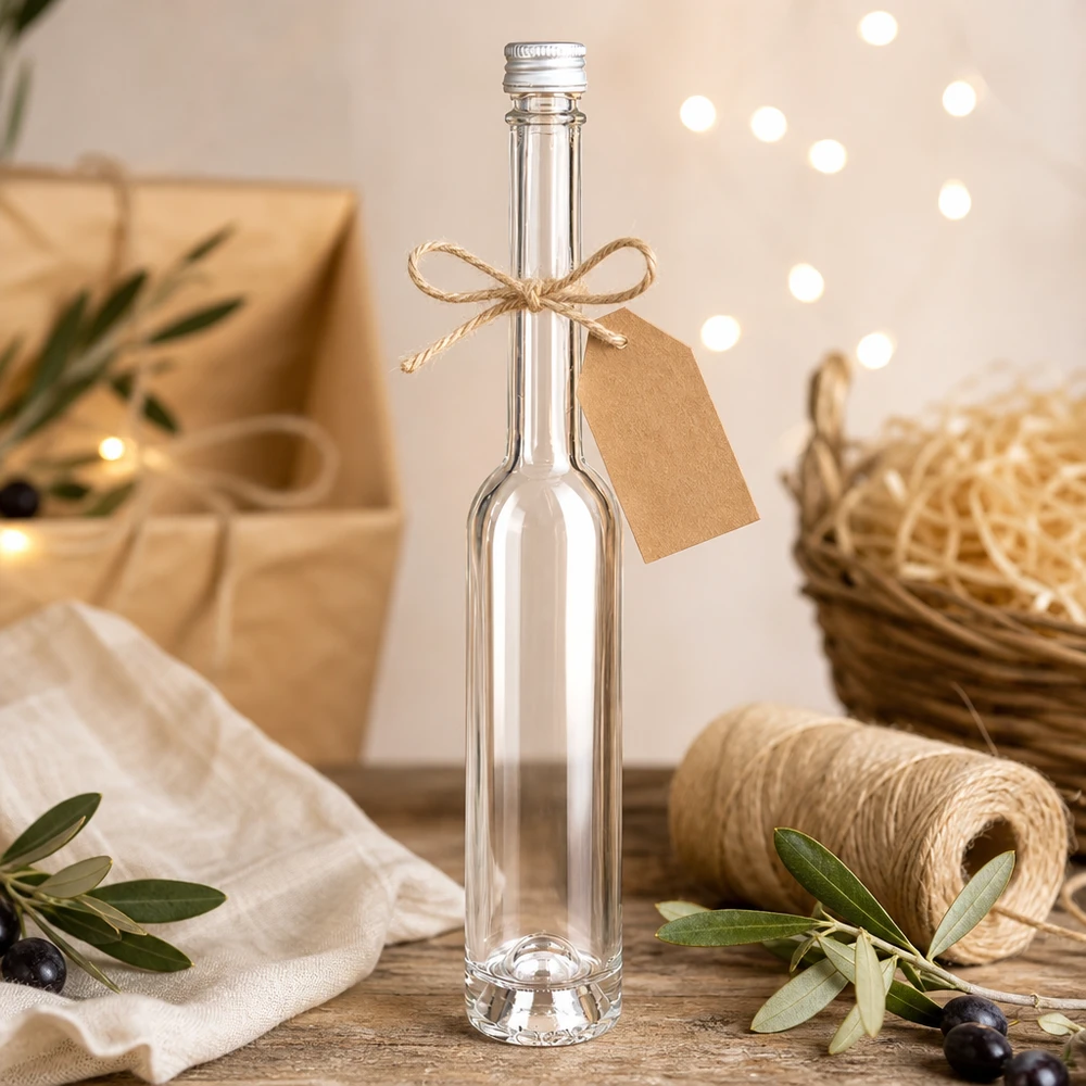100 ml glasflaska Toni utan skruvkork UNiTWIST® 100 ml Toni-glasflaska med silverlock - perfekt för presenter och hemmagjorda likörer
