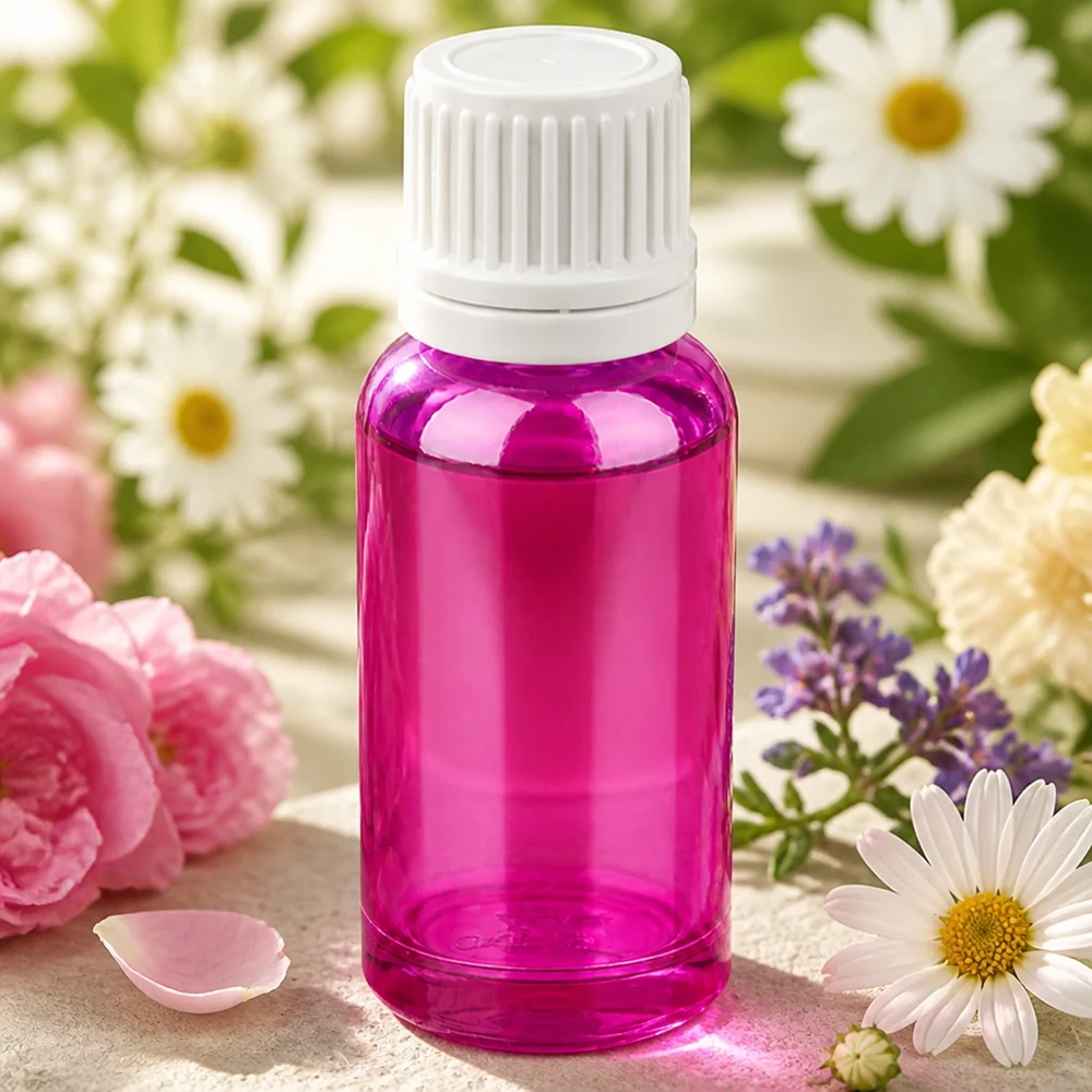 20ml droppflaska 0,7mm vit Originality skruvkork PurpleLine UT18/20 Lila droppflaska 20ml med vitt UT18/20 skruvlock för flytande kosmetiska produkter