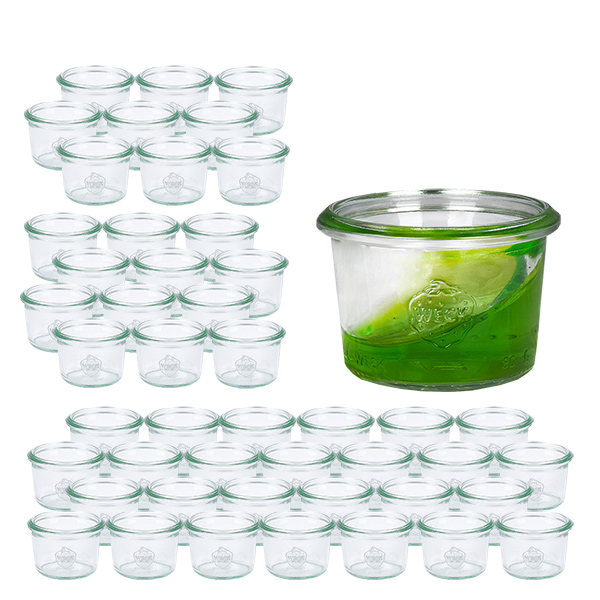 Set med 48 Weck-glas, 80 ml.