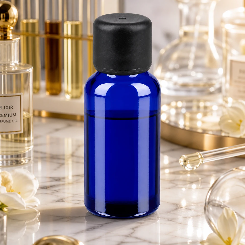 20ml flaska 6mm skruvkork svart standard BlueLine UT18/20 BlueLine violett burk 20ml med robust svart plastlock för att skydda ljuskänsliga ämnen