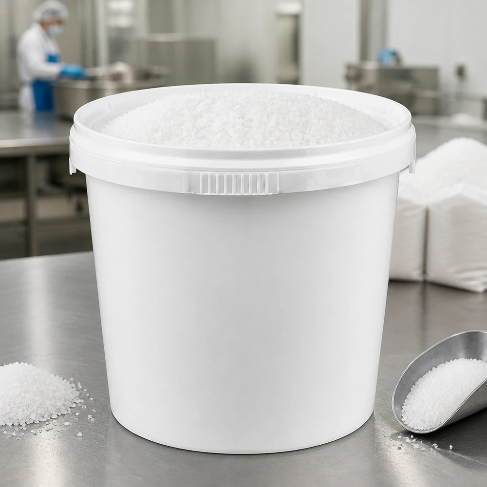 Matbehållare 1 l av PP-plast, vit, med återförslutbart lock