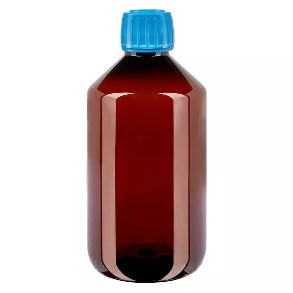PET-flaska 500ml med blått säkerhetslock PET-flaska 500ml med blått säkerhetslock