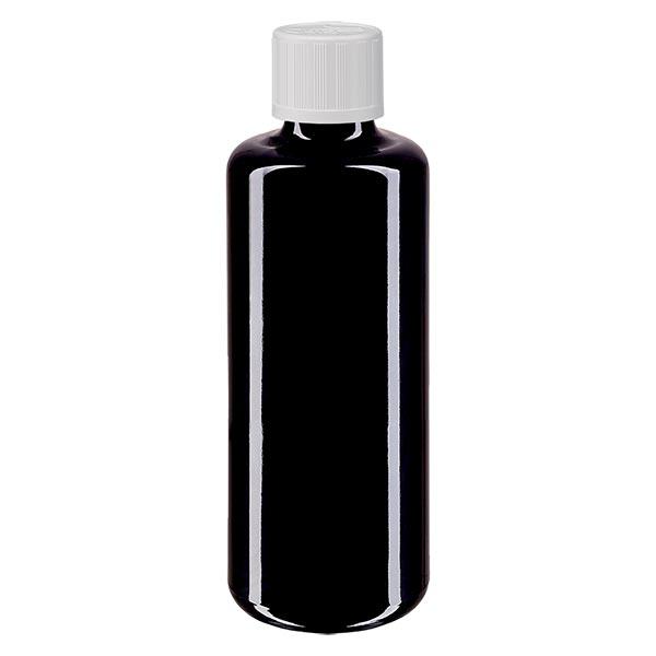 Apoteksflaska violett 100ml dropplock vit barnskyddande standard Apoteksflaska violett 100ml dropplock vit barnskyddande standard