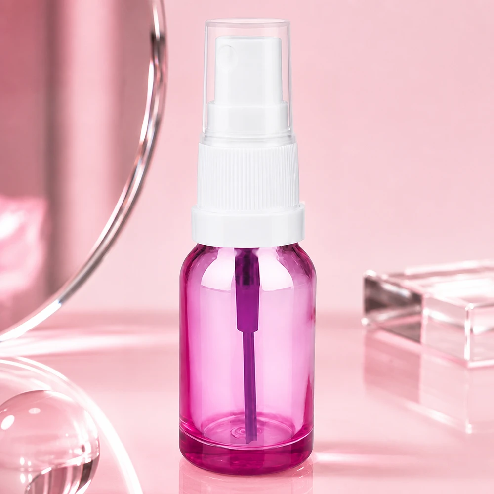 10ml sprayflaska vit/transparent Standard PurpleLine UT18/10 Elegant 10 ml sprayflaska i Purple Line-design med vitt lock för skönhetsapplikationer
