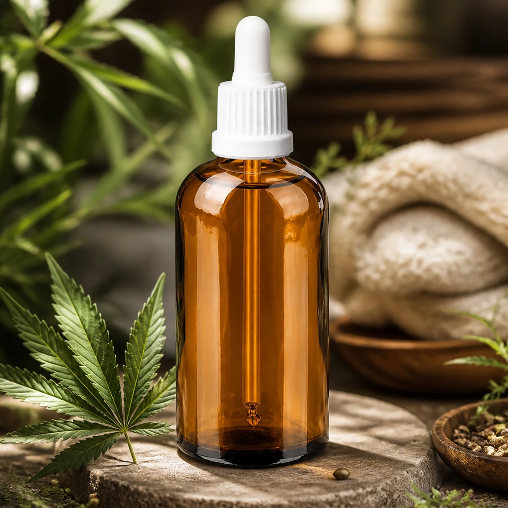 100 ml apoteksflaska, brun med vit pipett, för kosmetik och aromaterapi