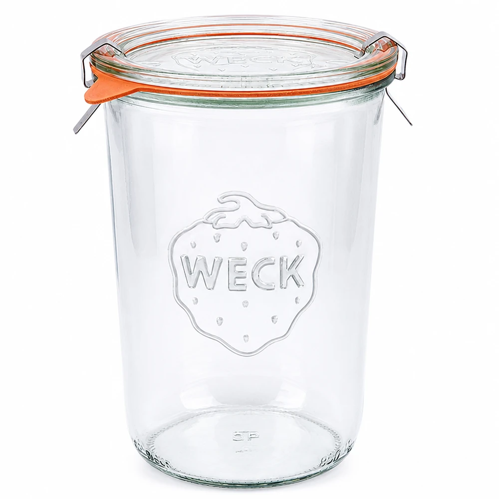 850ml krossade glasögon komplett WECK RR100 WECK RR100 dricksglas 850 ml med glaslock gummiring och klämmor för konservering och förvaring