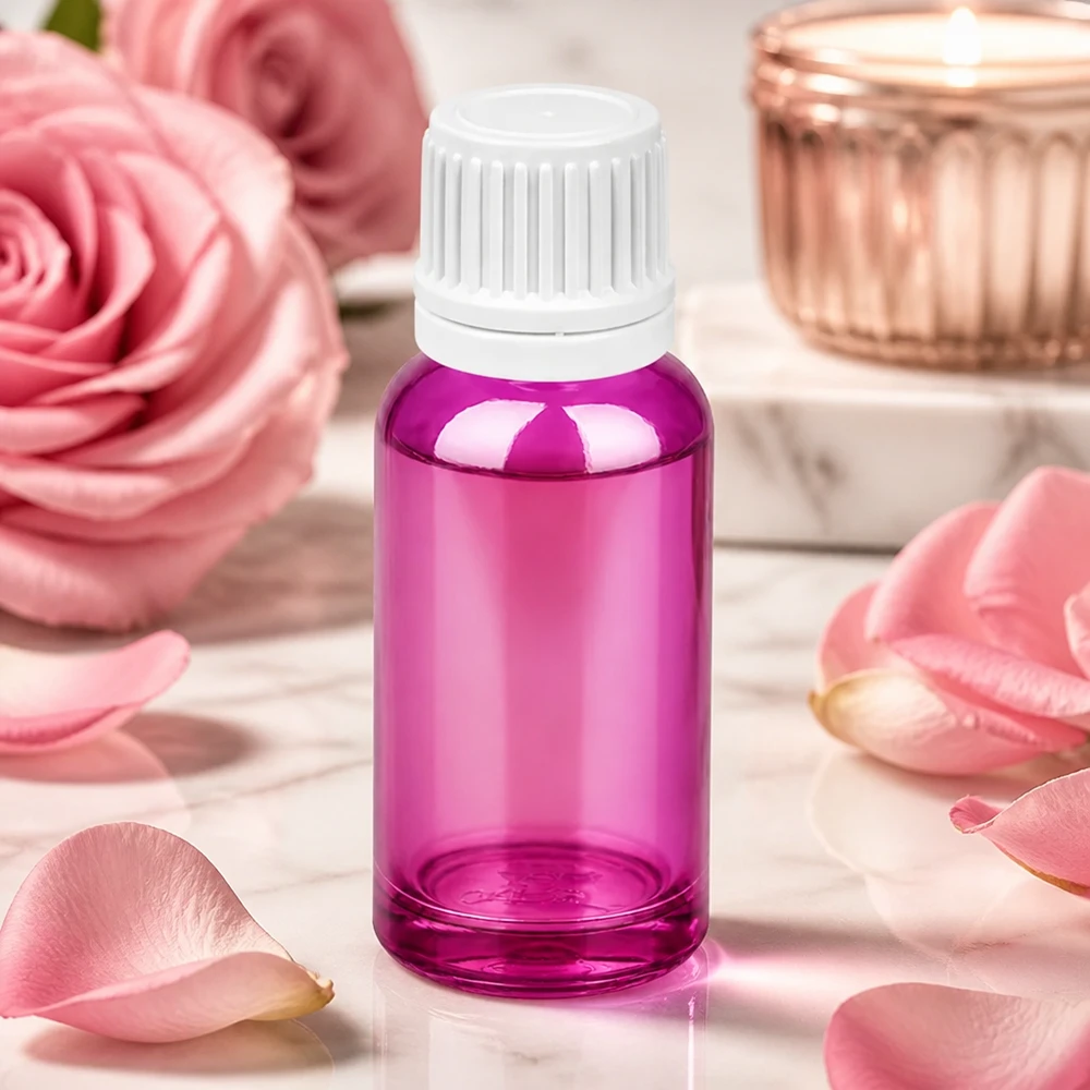 20ml droppflaska 0,7mm vit Originality skruvkork PurpleLine UT18/20 PurpleLine droppflaska 20 ml med exakt 0,7 mm doseringsöppning för kosmetika och aromaterapi
