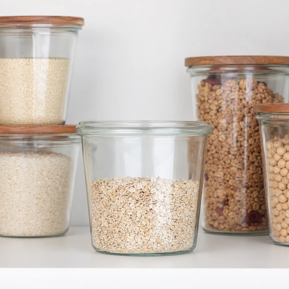 35 ml burk WECK RR40 WECK Sturzglas 35ml RR40 mit Holzdeckel zur stilvollen Aufbewahrung von Gewürzen und kleinen Lebensmitteln in der Küche