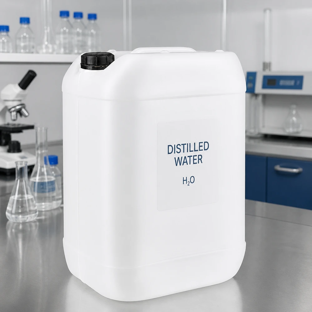 Dunk 25 liter med skruvkork och säkerhetsförslutning Laboratoriekanna på 25 liter för destillerat vatten med säker skruvförslutning