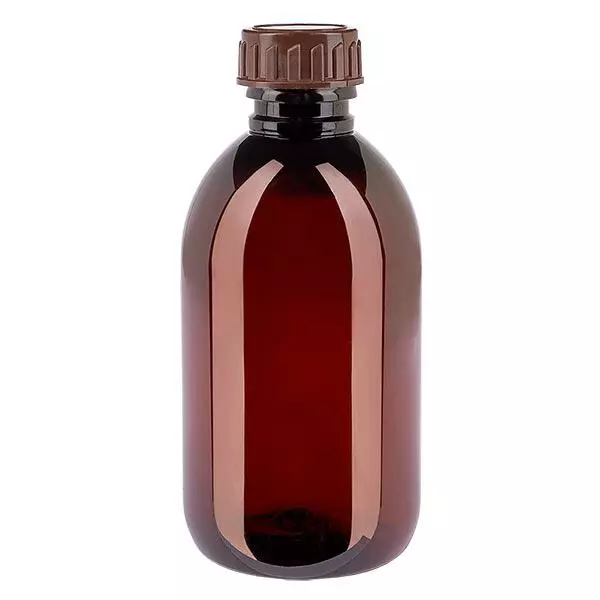 PET-flaska 250ml med brunt standardlock PET-flaska 250ml med brunt standardlock
