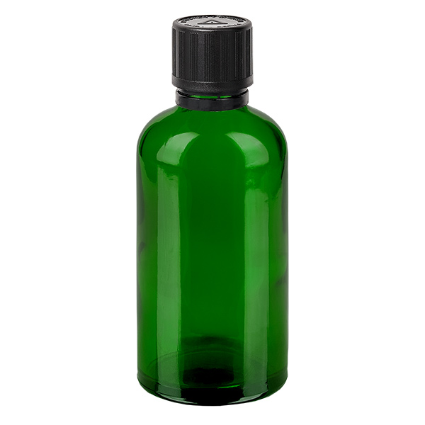 100ml Droppflaska 1mm svart säkerhetsförslutning Barnsäkerhetslås Varningssymbol för blinda GreenL. UT18/100