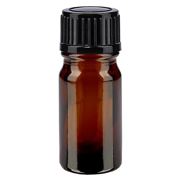 Apoteksflaska brun 5ml skruvkork svart standard Apoteksflaska brun 5ml skruvkork svart standard