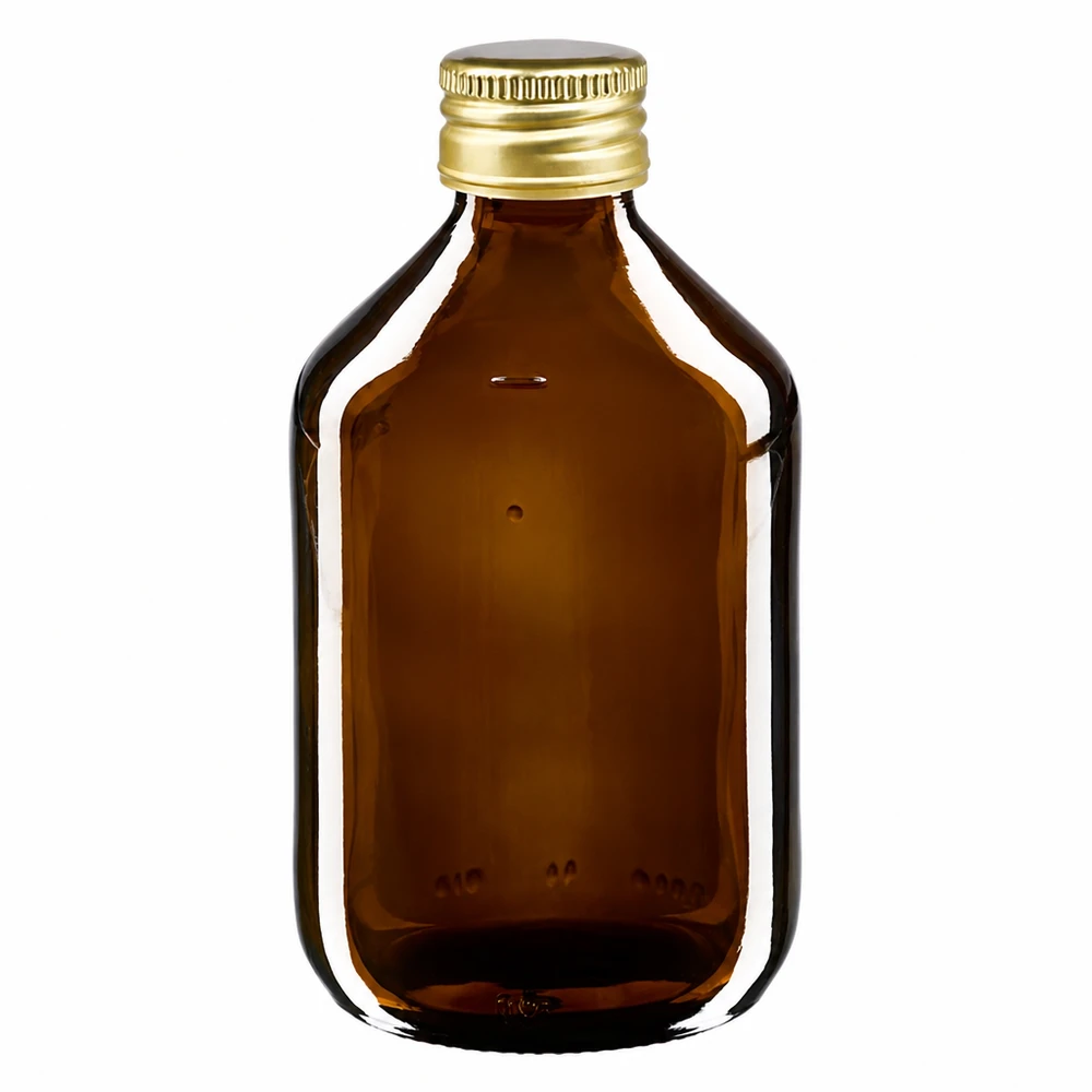 300 ml medicinflaska brun med guldlock i aluminium för läkemedel och tinkturer