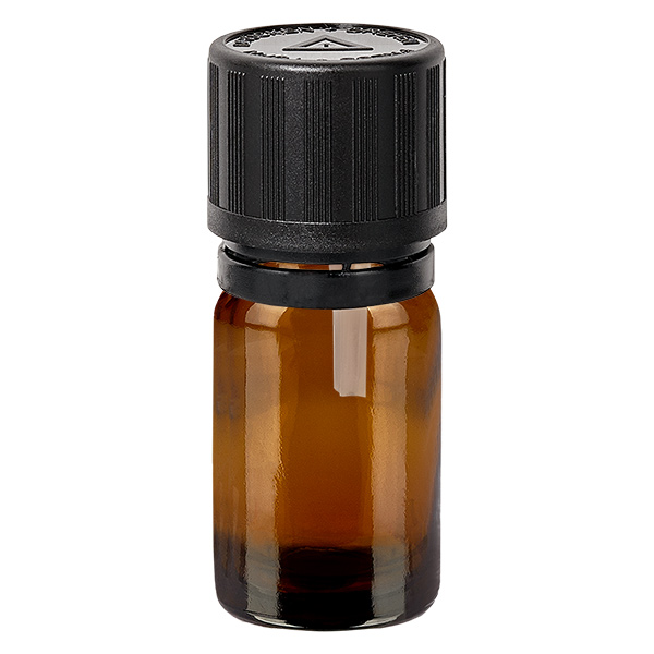 5ml Droppflaska 1mm svart säkerhetsförslutning Barnsäkerhetslås Blind varningssymbol BrownL. UT18/5