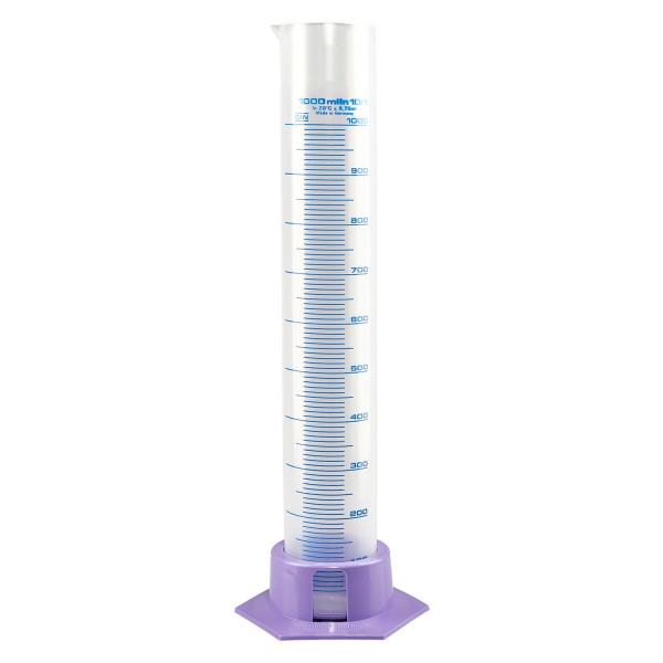 1000 ml graderad mätcylinder i polypropylen med lila bas
