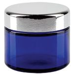 Blå glasburkar med silverlock