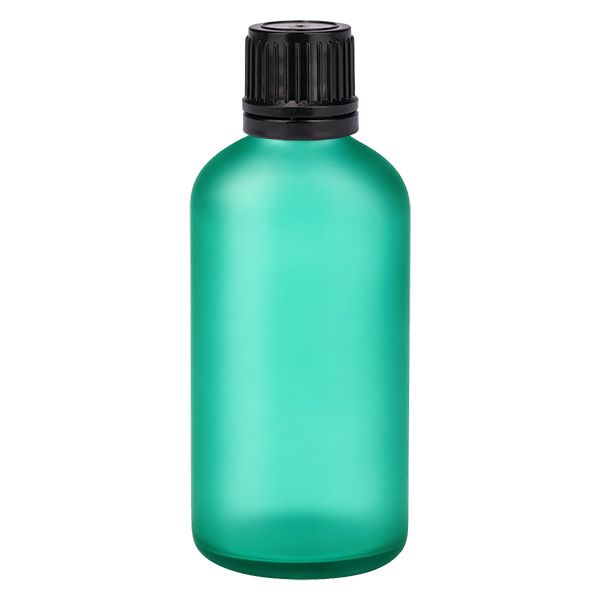 100ml globulflaska 8mm hällring svart förslutning GreenL. UT18/10